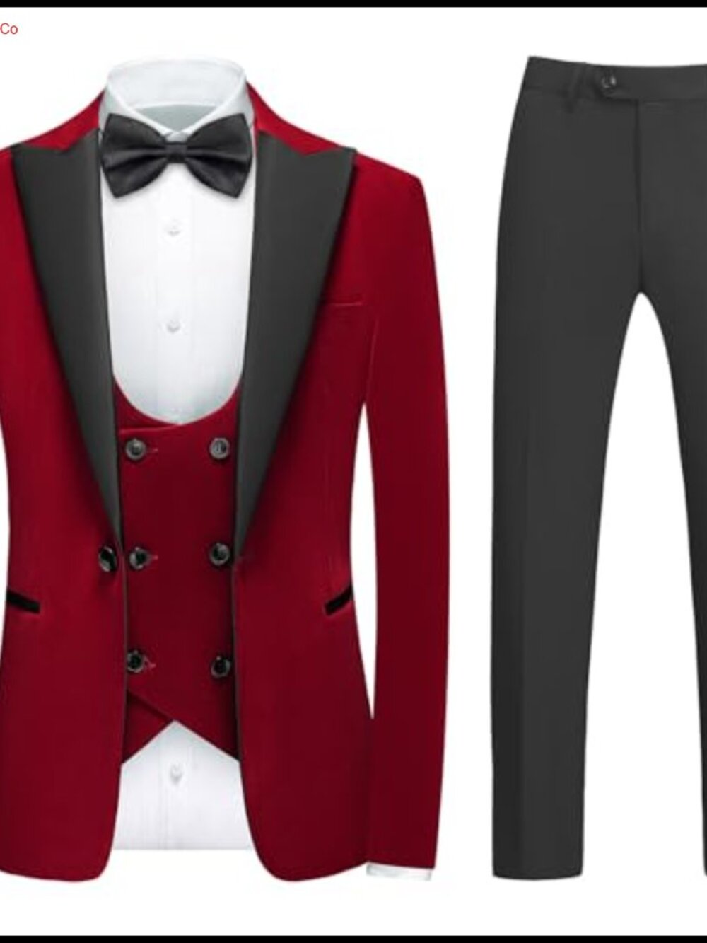 Mens Velvet 3 Piece Suit Slim Fit Tuxedo Peak Lapel Prom Wedding